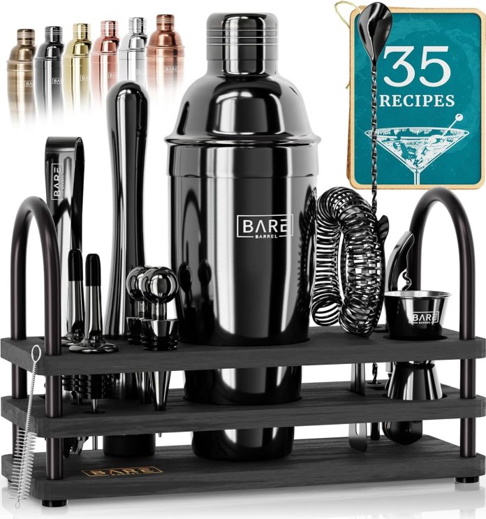 bare barrel pro mixology bartender set bar kit 14 piece boston cocktail shaker set professional barware mixing tools for 1