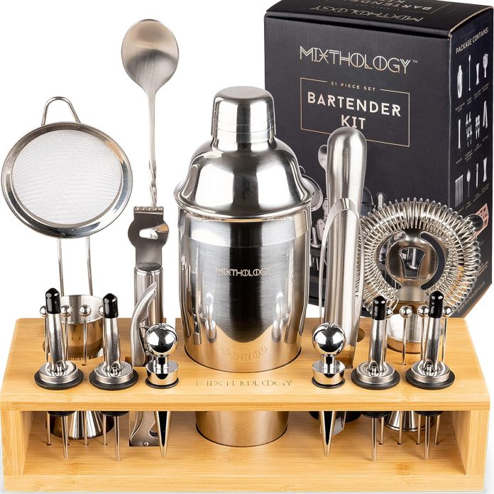 mixology bartender kit 31 piece professional bartender set by mixthology bar tools accessories and bar sets for the home