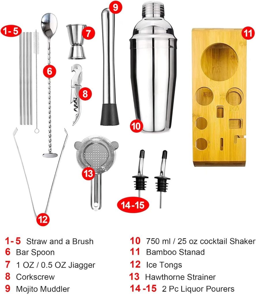 Mixology Cocktail Shaker Set| Bartender Kit | Stainless Steel 25 OZ Large Alcohol Mixer Shaker Set for Home Bar Set and Bar Tools Bar Cart Accessories Alcoholic Drinks Bar Set Mixology Cocktail Shaker Set| Bartender Kit | Stainless Steel 25 OZ Large Alcohol Mixer Shaker Set for Home Bar Set and Bar Tools Bar Cart Accessories Alcoholic Drinks Bar Set