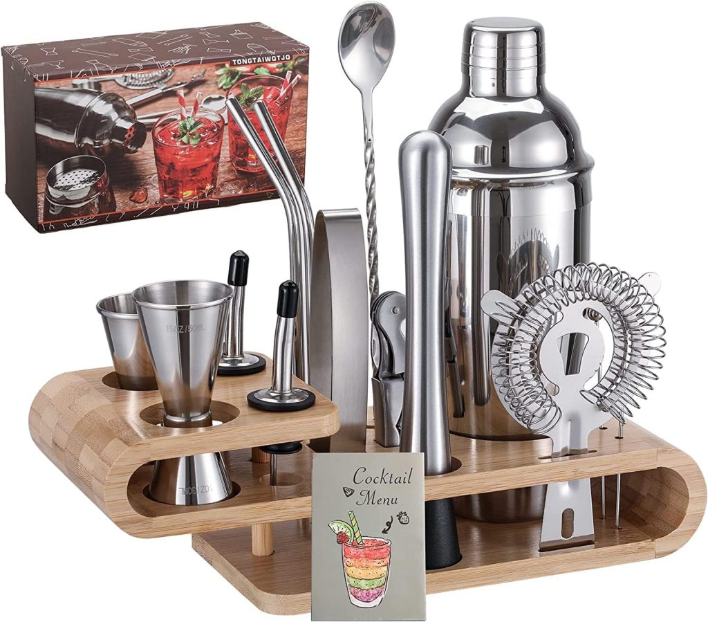 Bartender Kit Cocktail Shaker with Stylish Bamboo Stand,18-Piece Bar Tool Set with Recipes Booklet,Home Drink Mixer Set Bartender Kit Cocktail Shaker with Stylish Bamboo Stand,18-Piece Bar Tool Set with Recipes Booklet,Home Drink Mixer Set