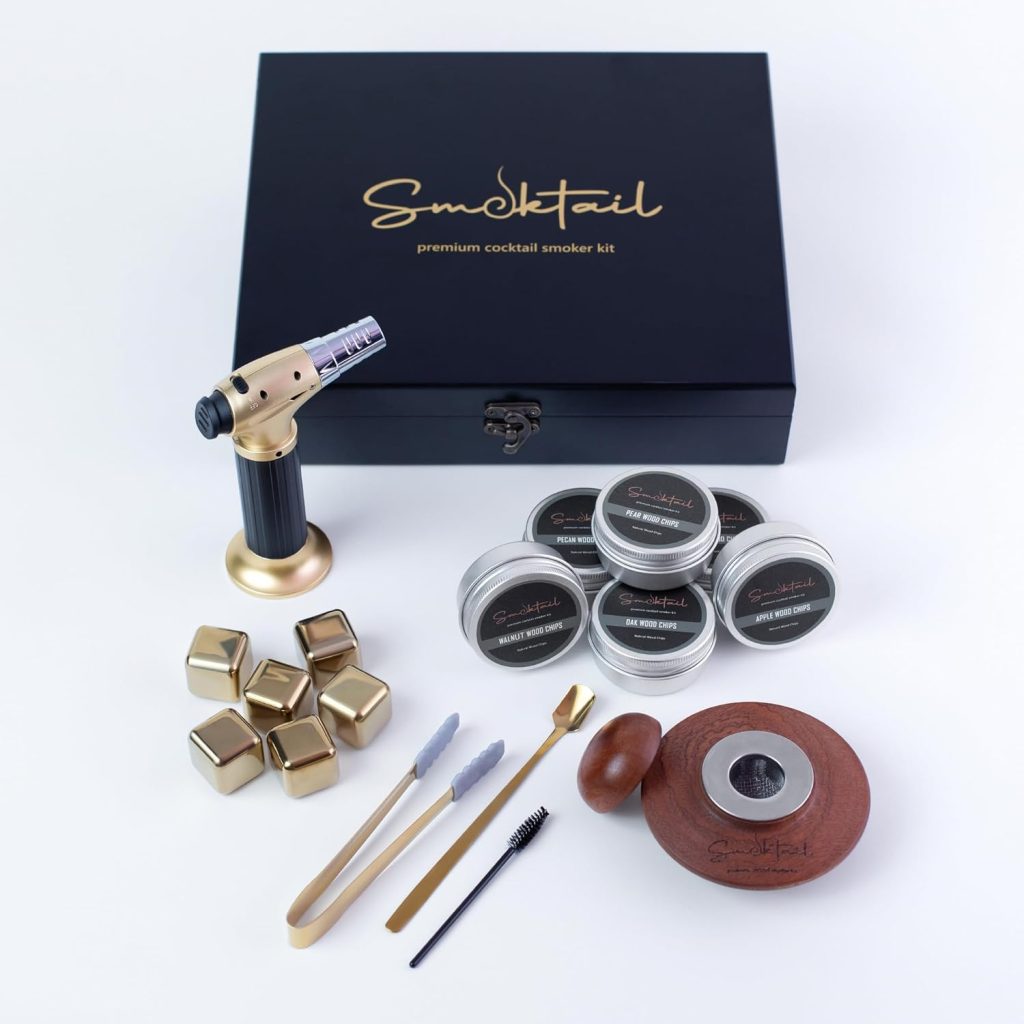 Cocktail Smoker Kit by Smoktail – Gold Luxury Edition for Infusing Bourbon Whiskey – Old Fashioned Cocktails Smoker Set with Torch 6 Flavor Wood Chips – Best Gift for Men Women (Without Butane) Cocktail Smoker Kit by Smoktail – Gold Luxury Edition for Infusing Bourbon Whiskey – Old Fashioned Cocktails Smoker Set with Torch 6 Flavor Wood Chips – Best Gift for Men Women (Without Butane)
