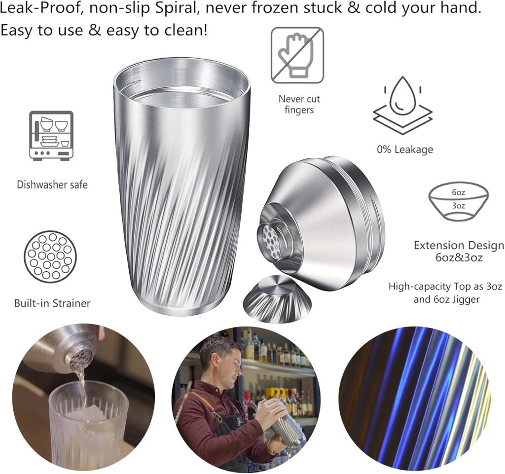 Hybrid Cocktail Shaker Set - Innovative Premium Vacuum Insulated Stainless Steel Drink Shaker Double Wall Margarita Mixer Jigger Mixing Spoon Set - Martini Shaker for Home Bartender - 28oz Hybrid Cocktail Shaker Set - Innovative Premium Vacuum Insulated Stainless Steel Drink Shaker Double Wall Margarita Mixer Jigger Mixing Spoon Set - Martini Shaker for Home Bartender - 28oz