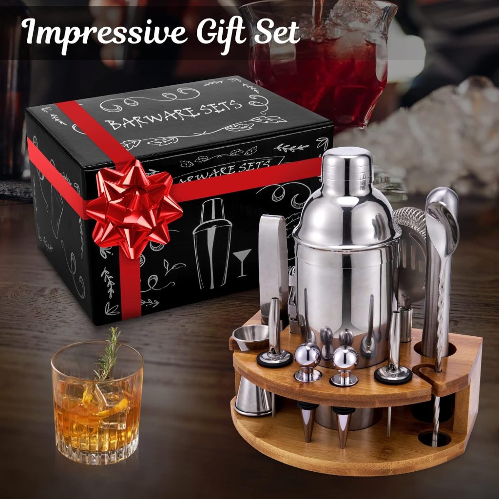 Bartender Kit with Bamboo Stand, 12 Piece 25oz Cocktail Shaker Set with All Essential Bar Tools Set for Drink Mixing, Ideal Gifts for Cocktail Lovers, Home Bar Bartending Kit with Cocktail Recipes Bartender Kit with Bamboo Stand, 12 Piece 25oz Cocktail Shaker Set with All Essential Bar Tools Set for Drink Mixing, Ideal Gifts for Cocktail Lovers, Home Bar Bartending Kit with Cocktail Recipes