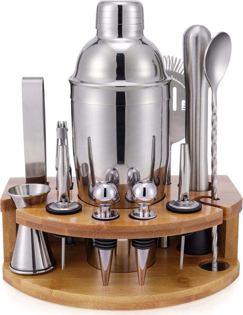 Bartender Kit with Bamboo Stand, 12 Piece 25oz Cocktail Shaker Set with All Essential Bar Tools Set for Drink Mixing, Ideal Gifts for Cocktail Lovers, Home Bar Bartending Kit with Cocktail Recipes Bartender Kit with Bamboo Stand, 12 Piece 25oz Cocktail Shaker Set with All Essential Bar Tools Set for Drink Mixing, Ideal Gifts for Cocktail Lovers, Home Bar Bartending Kit with Cocktail Recipes