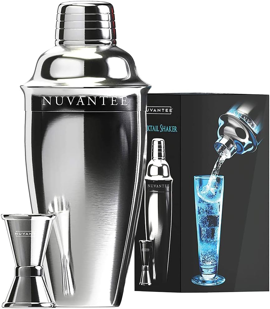 Nuvantee Cocktail Shaker Set – Premium, Stainless-Steel Shakers for Making Cocktails - Mixing Kit w/Strainer, Jigger Recipe eBook Nuvantee Cocktail Shaker Set – Premium, Stainless-Steel Shakers for Making Cocktails - Mixing Kit w/Strainer, Jigger Recipe eBook