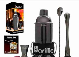 Black Cocktail Shaker Set Bartender Kit by BARILLIO