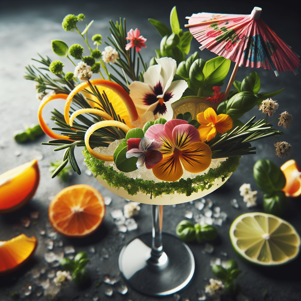 Garnishes - Cocktail Umbrellas, Citrus Twists, Fresh Herbs, Edible Flowers