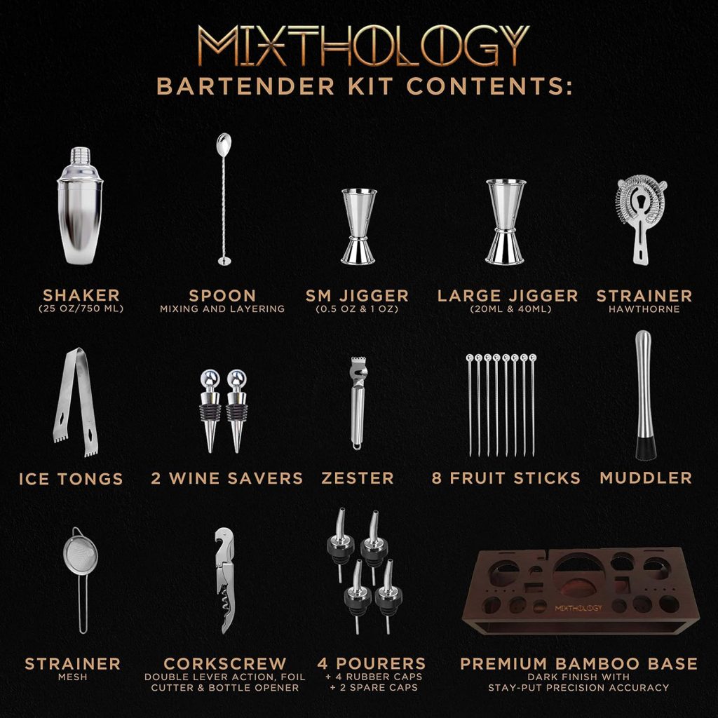 Mixology Bartender kit | 31 Piece Professional Bartender Set by Mixthology - bar Tools, Accessories, and bar Sets for The Home by Bartenders. Gift The Perfect Cocktail Shaker