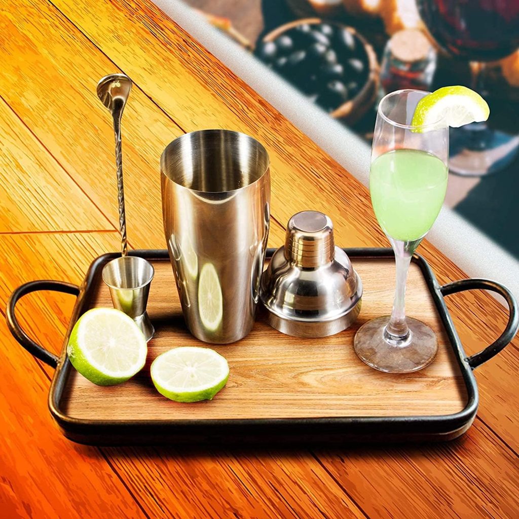 24oz Cocktail Shaker Bar Set - Professional Margarita Mixer Drink Shaker and Measuring Jigger  Mixing Spoon Set - Professional Stainless Steel Bar Tools Built-in Bartender Strainer for Martini Kit