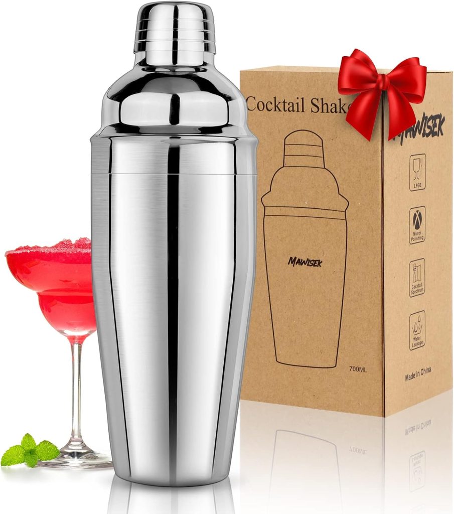 Cocktail Shaker 25oz Martini Shaker Bar Shaker Drink Shaker Bar tools with Built-In Strainer for Bartender, Professional 18/8 Stainless Steel Margarita Mixer for Mixed Drinks