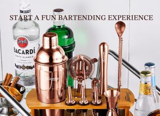 kitessensu cocktail shaker set bartender kit with stand bar set drink mixer set with all essential accessory tools marti 10