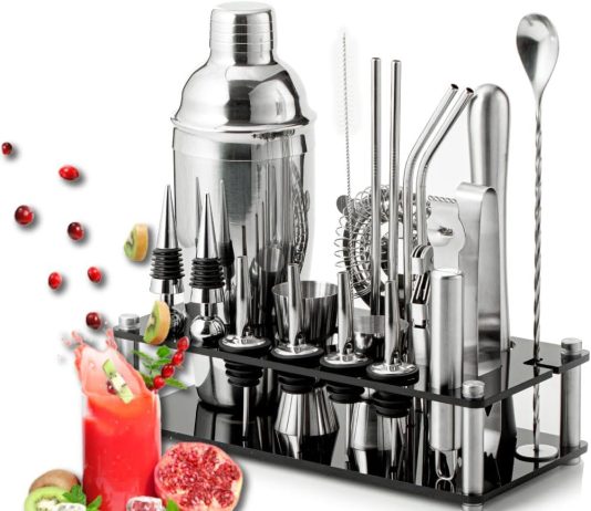 mixology bartender kit 21 piece cocktail shaker set stainless steel drink shaker bar set with acrylic stand perfect cock 5