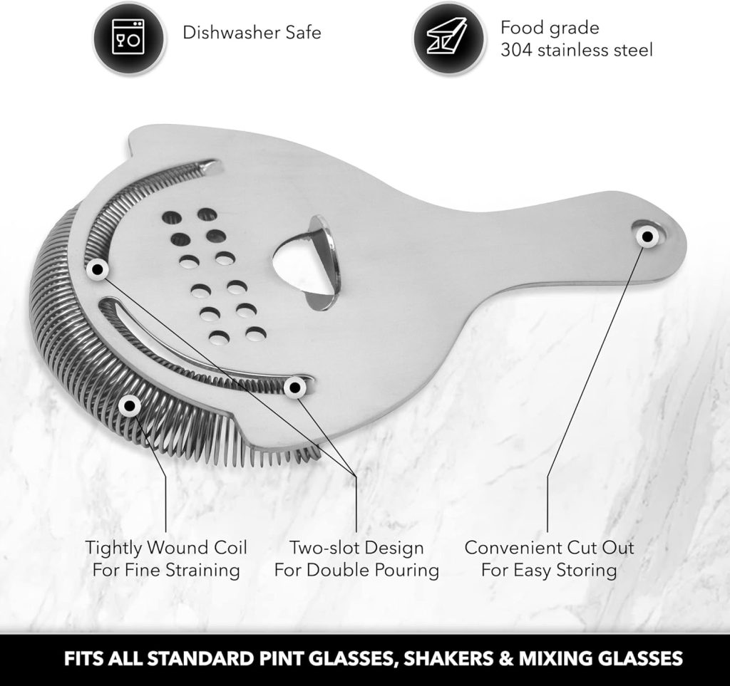 The Art of Craft Professional Cocktail Shaker Set Bartending Kit: Weighted Boston Shaker Tins, Hawthorne Strainer and Japanese Jigger