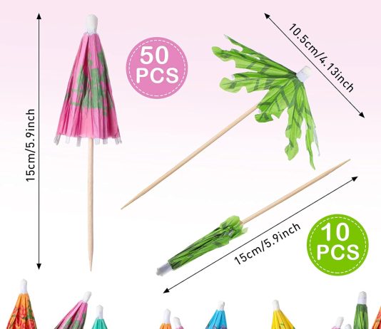 160 pieces cocktail picks 47 inch fruit sticks bamboo toothpicks green tropical coconut palm summer day paper umbrellas 1 2