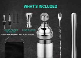 24 oz cocktail shaker set bartender kit by aozita stainless steel martini shaker mixing spoon muddler measuring jigger l 3