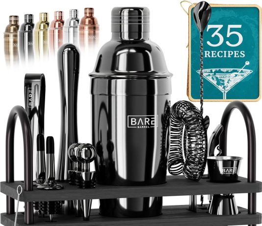 bare barrel pro mixology bartender set bar kit 14 piece boston cocktail shaker set professional barware mixing tools for 1