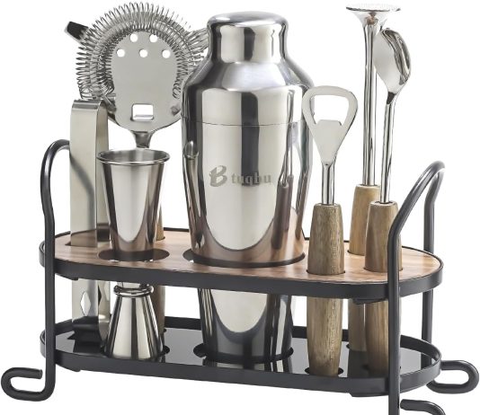btuqbu cocktail shaker set with stand mixology bartender kit for drink mixing mixology set with 7 bar set tools cocktail