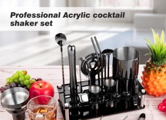 cocktail shaker set 23 piece stainless steel bartender kit with acrylic stand cocktail recipes booklet professional bar 1 4