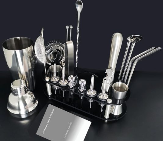 cocktail shaker set 24oz cocktail shaker 21 piece stainless steel bar tools bartending kit with black acrylic stand cock 3