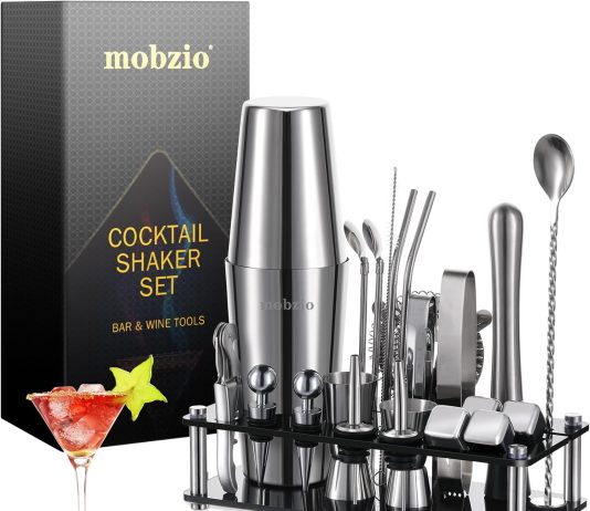 cocktail shaker set bartender kit 23 pcs boston shaker tool set with stand drink mixer martini shaker bartending kit bar