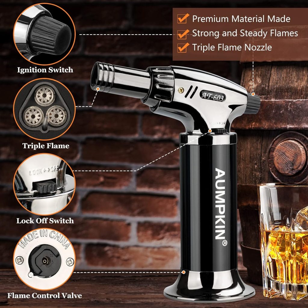 Cocktail Smoker Kit with Torch – 6 Flavors Wood Chips – Bourbon, Whiskey Smoker Infuser Kit, Old Fashioned Drink Smoker Kit, Birthday Bourbon Whiskey Gifts for Men, Dad, Husband (Without Butane)