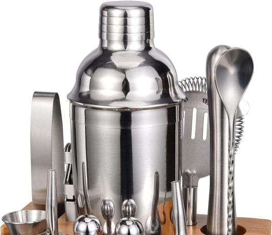 esmula bartender kit with stylish bamboo stand 12 piece 25oz cocktail shaker set for mixed drink professional stainless 