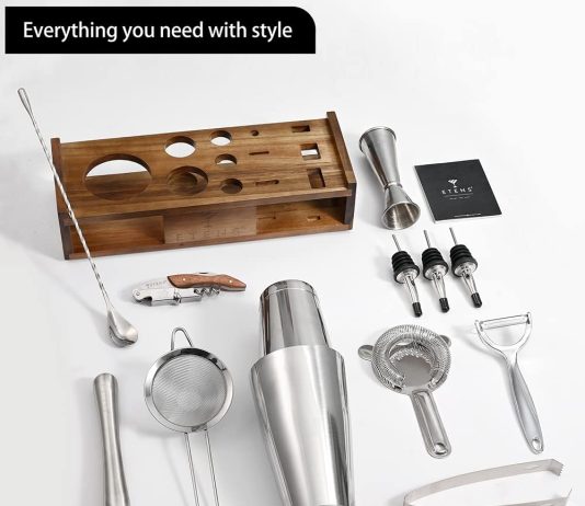 etens mixology bartender kit bar tool set cocktail making kit boston shaker set with stand mixed drink mixing profession 3