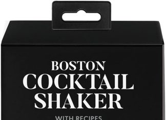 hic kitchen bar boston cocktail shaker and mixer glass set with 7 printed recipes borosilicate glass and 188 stainless s 2