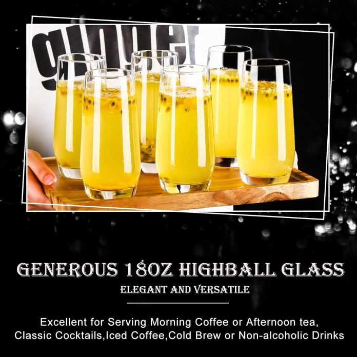 highball glasses set of 4tall drinking glasses 18ozclear cocktail glass cup water glasses mojito glassware for juicebeve 3