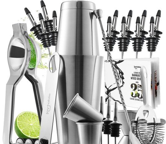 joytable bar set cocktail shaker set stainless steel mixology bartender kit 28pc cocktail kit silver cocktail set bar to