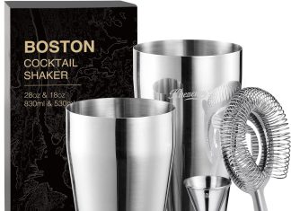 kitessensu boston cocktail shaker set 4 piece boston shaker tins bartender kit with 18oz 28oz mixed drink shaker hawthor