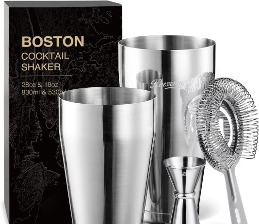 kitessensu boston cocktail shaker set 4 piece boston shaker tins bartender kit with 18oz 28oz mixed drink shaker hawthor