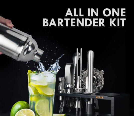 mixology bartender kit with stand 15 piece bar tool set silver bar set cocktail shaker set for drink mixing includes mar 2