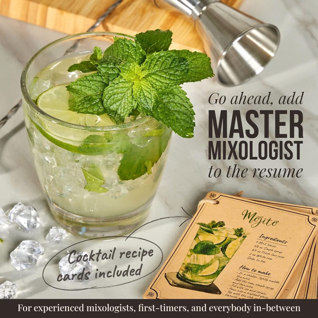 Mixology  Craft Bartender Kit - 15 Piece Set Including Cocktail Shaker and Bar Accessories, Perfect for Drink Mixing at Home, Plus Exclusive Recipe Cards