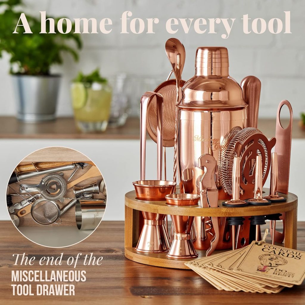 Mixology  Craft Bartender Kit - 15 Piece Set Including Cocktail Shaker and Bar Accessories, Perfect for Drink Mixing at Home, Plus Exclusive Recipe Cards