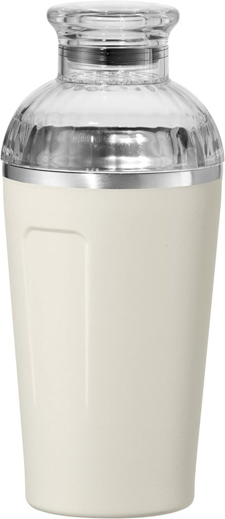 OGGI Groove Insulated Cocktail Shaker-16oz Double Wall Vacuum Insulated Stainless Steel Shaker, Tritan Lid has Built In Strainer, Ideal Cocktail Mixer, Martini Shaker, Margarita Shaker, Charcoal