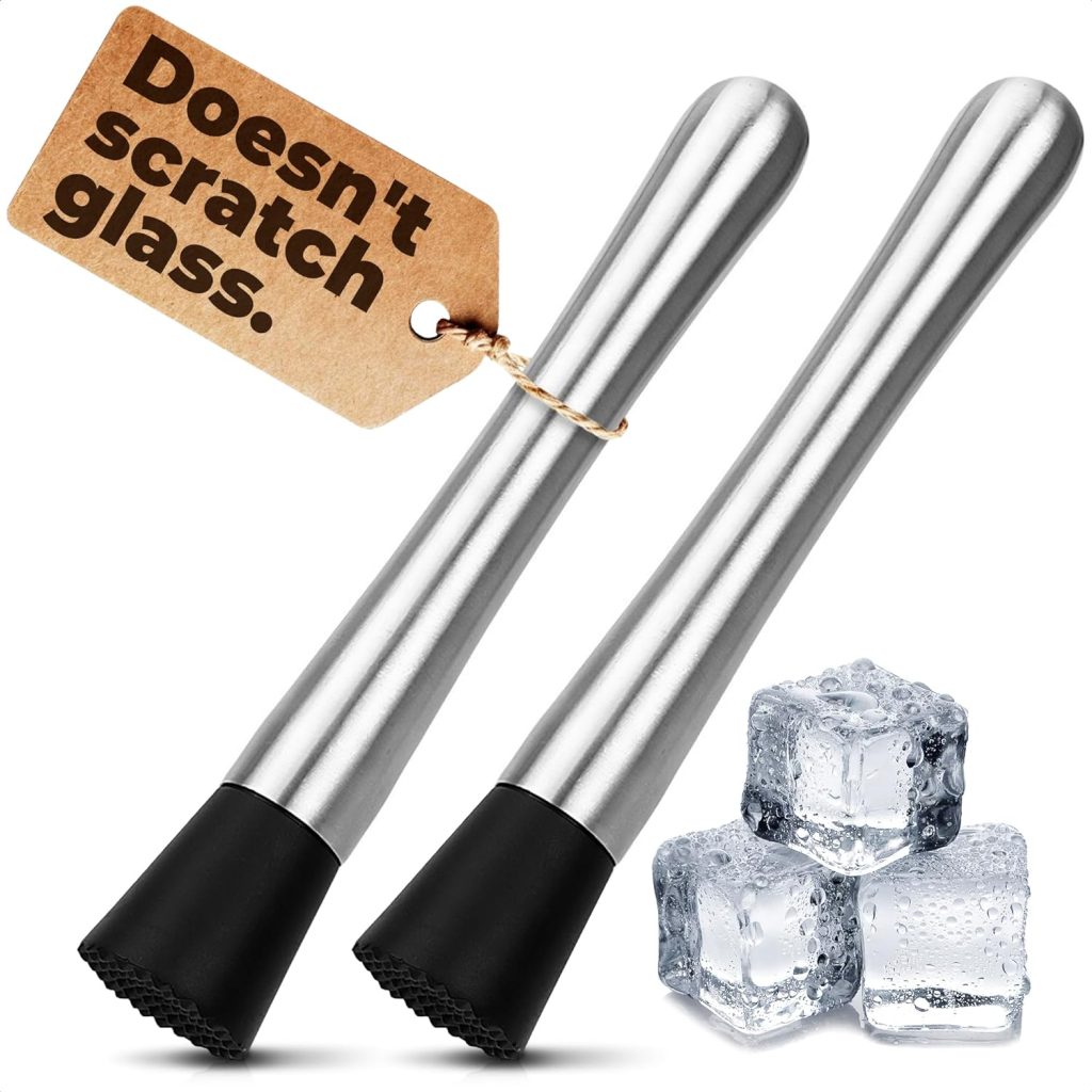 Stainless Steel Stir Spoon Muddler for Cocktails Set - Muddler Old Fashioned Cocktail Kit Ice Crusher Bar Spoon Cocktail Mixing Spoon - Fruit Crusher Mojito Mix Cocktail Shaker Coffee Bar Accessories