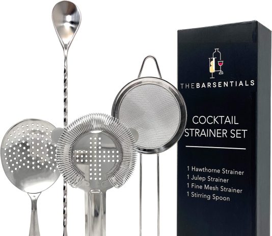 thebarsentials cocktail strainer set stainless steel bar tool with stirring spoon hawthorne strainer julep strainer fine