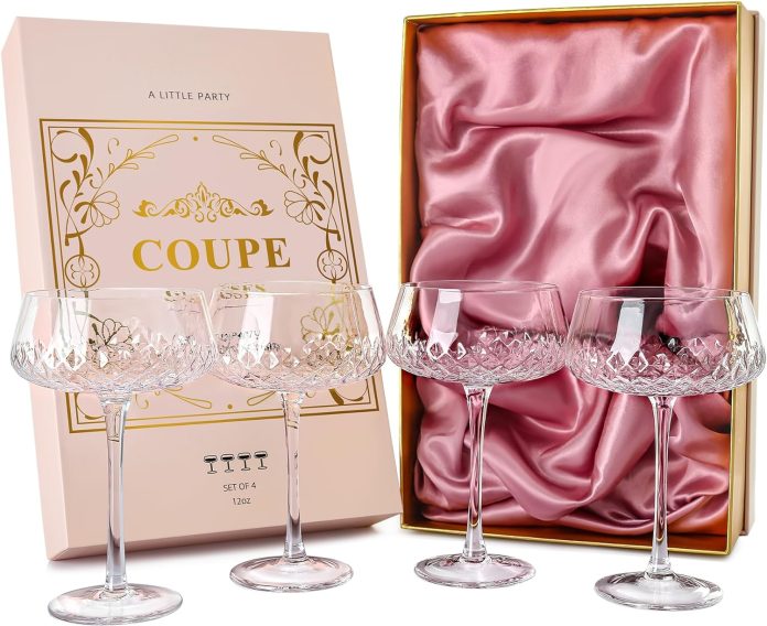 toldatli coupe glasses martini glasses set of 4 vintage champagne coupe glasses 12oz large martini glass retro style coc