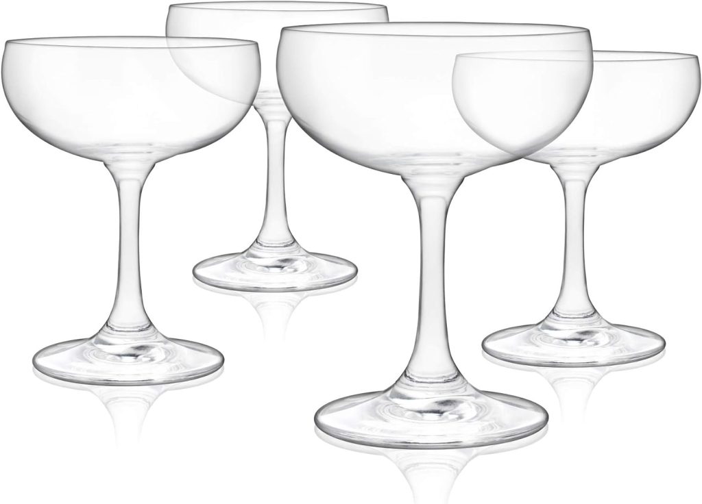 True Coupe Cocktail Glasses, Barware Drinking Glasses, Martini Daiquiri Manhattan, Coupe Glasses Set of 4, Clear