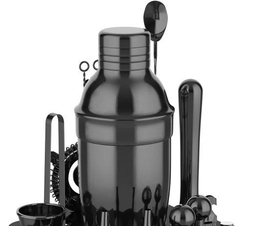 vabaso 20 piece cocktail shaker set with rotating stand 25oz stainless steel black bartender kit bar tools set for home 