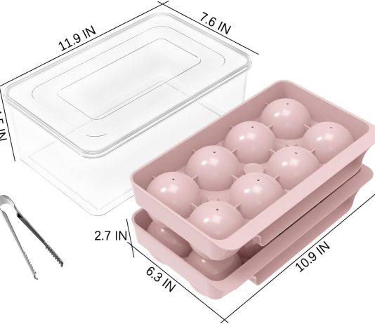 wibimen large ice cube tray 25 inch whiskey ice mold 2 pack sphere ice cube mold with bintong leak free round ice cube m 3