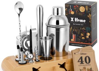 x home bartender kit 15 piece cocktail shaker set for beginners and enthusiasts deluxe mixology kit with creative stand