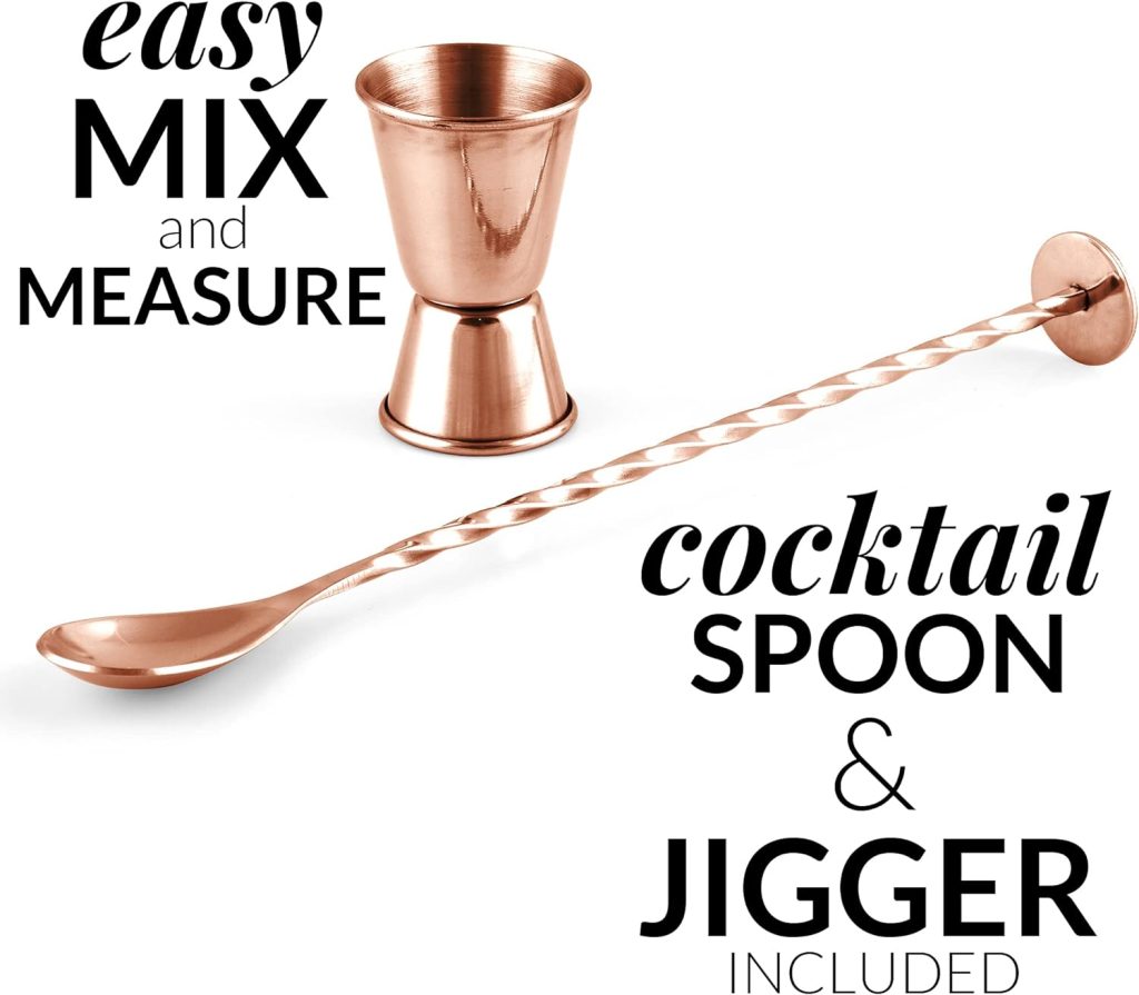 Zulay Kitchen Large 24 oz Stainless Steel Cocktail Shaker Set - Mixed Drink Shaker - Martini Shaker Set with Built in Strainer, Double Sided Jigger  Combo Muddler Mixing Spoon - Pro Margarita Shaker