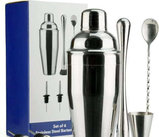 barware set 6pc stainless steel professional bar tools for drink mixing home bar party silver 24oz 851111