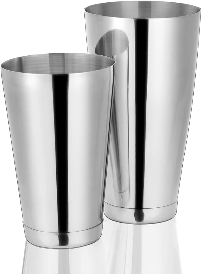 Cocktail Shaker Set, Pro Bar Shaker Boston Shaker Set, Stainless Steel Martini Drink Mixer for Bartending – Essential Bar Tools Weighted Shaking Metal Tins for Bartender