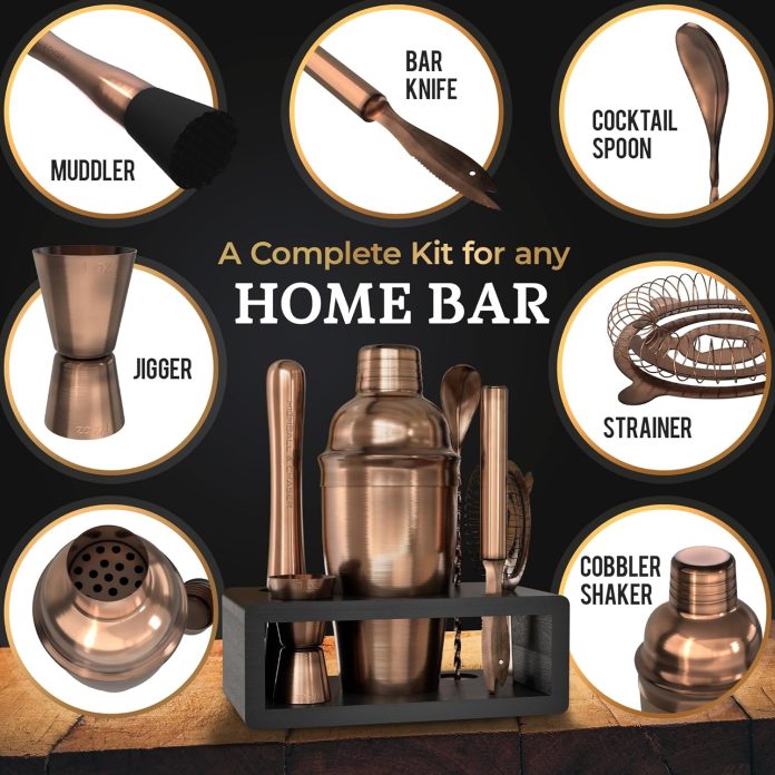 highball chaser cocktail shaker set bartender kit for home bar mixology cocktail bar set plus e book with 30 recipes ant 3