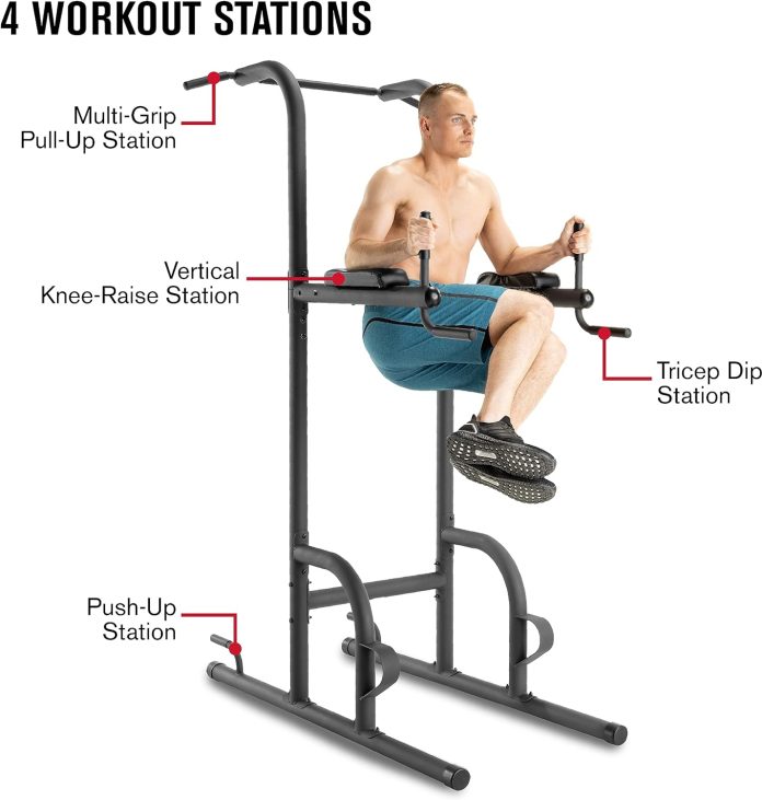 weider power tower with 4 workout stations and 300 lb user capacity 1