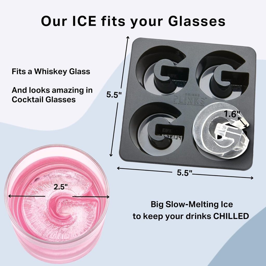 DRINKSPLINKS Silicone Ice Cube Tray with Large Letter G - Monogram Shaped Ice Cube Mold for Freezing, Baking  Crafting - Personalized Ice Cube Molds for Cocktails  Whiskey with Custom Letters