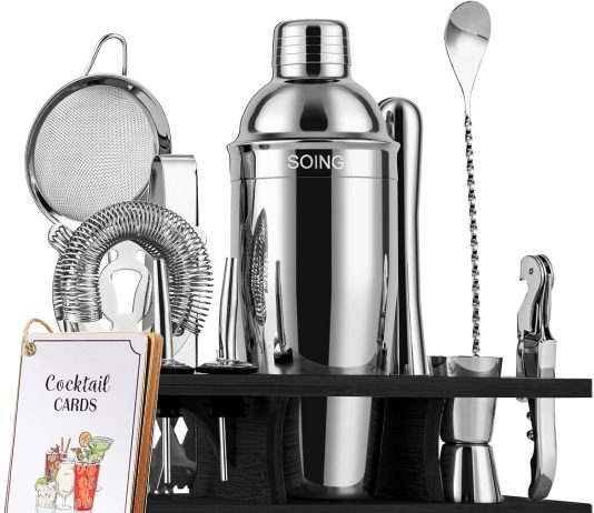 soing 11 piece mixology bartender kit with standbar kit cocktail shaker set with all essential accessoriesmartini shaker 4